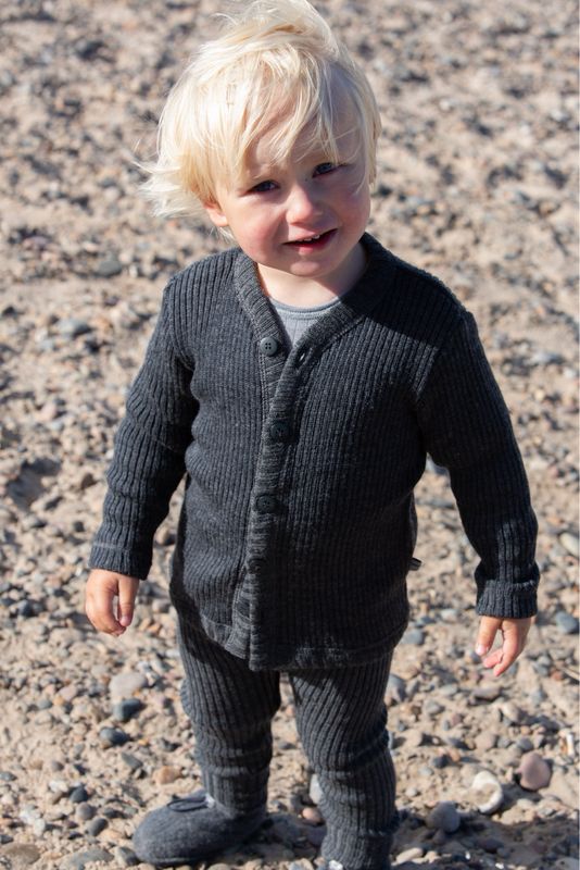 Cardigan Heavy Merinowolle - grau