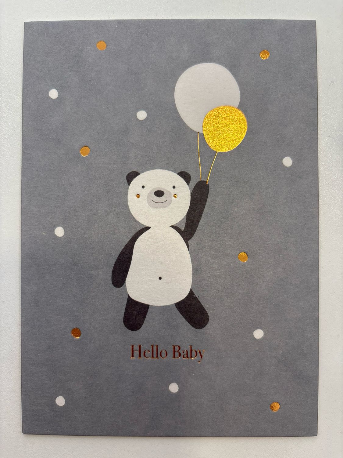 Postkarte “Panda mit Luftballons - blau“