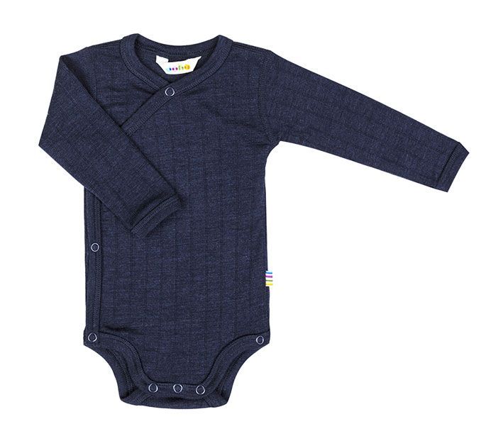 Wickelbody langarm Wolle/Seide - navy