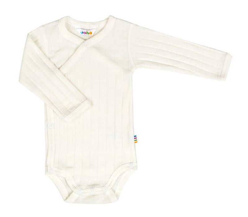 Wickelbody langarm Wolle/Seide - off white