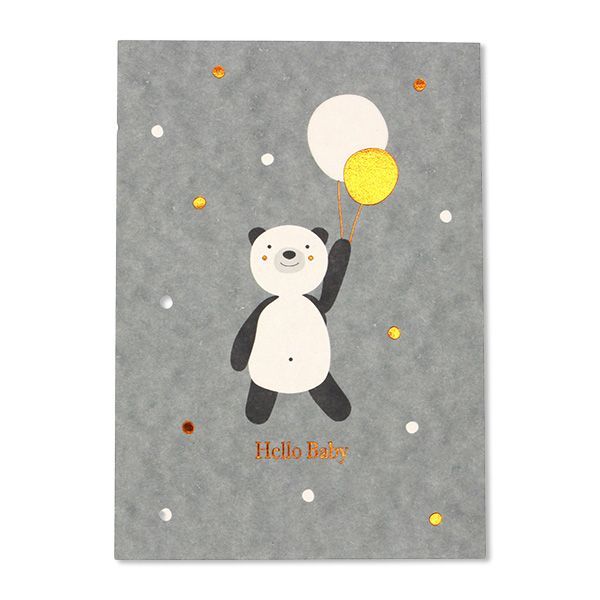 Postkarte “Panda mit Luftballons - blau“