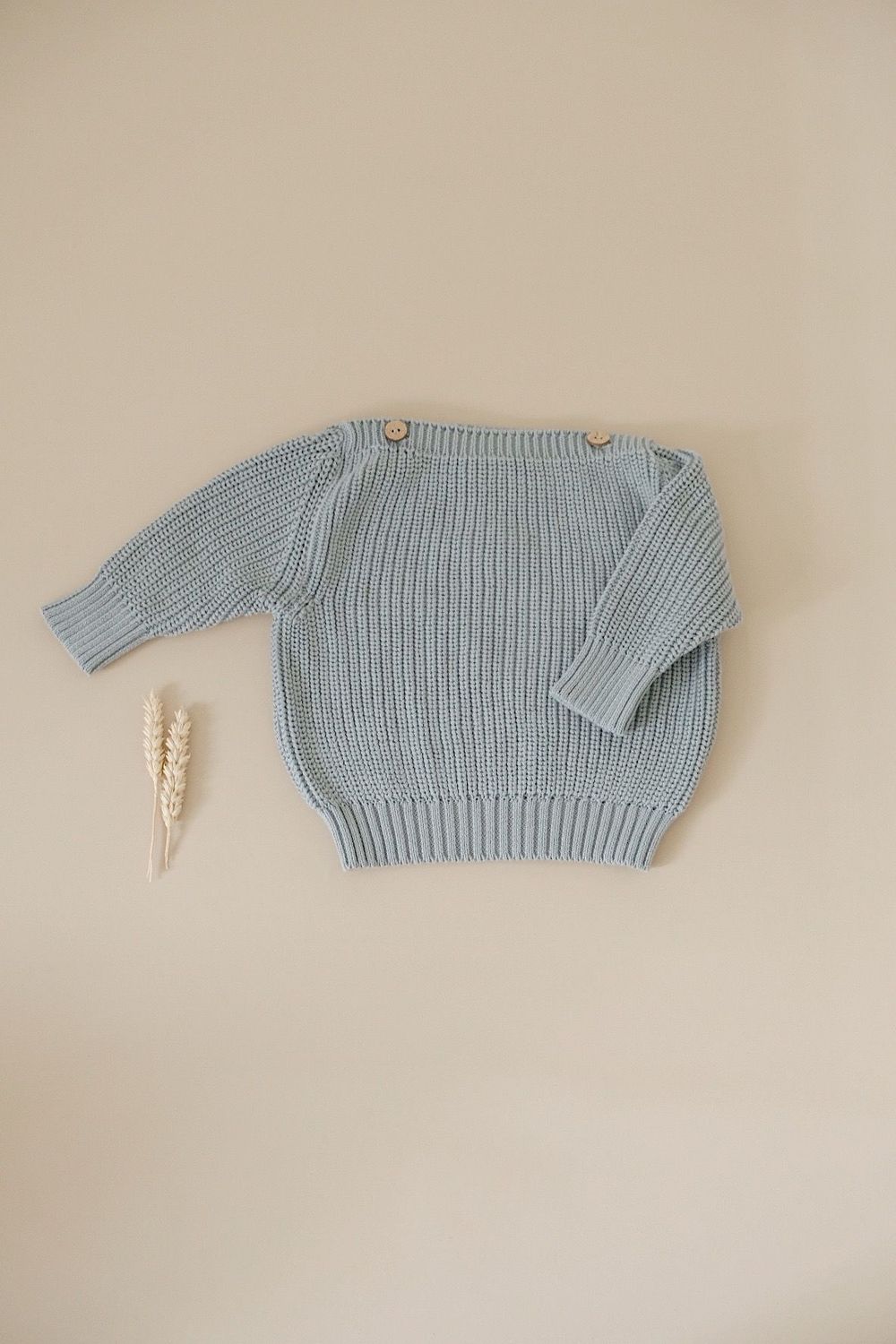 Oversize Knit Pulli - Dusty  Blue / 0-6 Monate