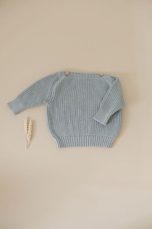 Oversize Knit Pulli - Dusty  Blue / 0-6 Monate