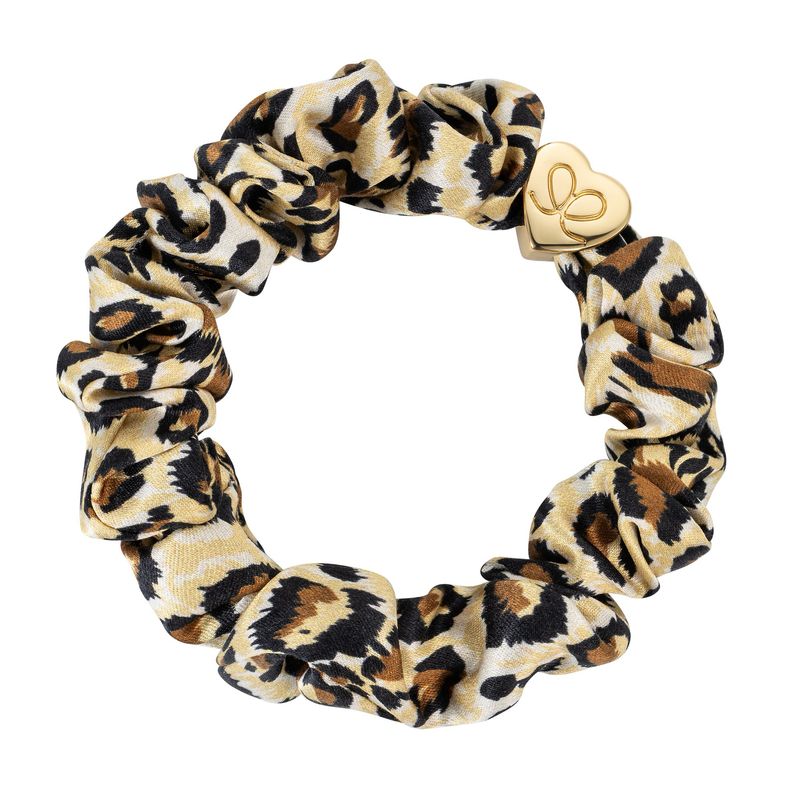 Eloise Haargummi Gold Herz Silk Scrunchie Leopard