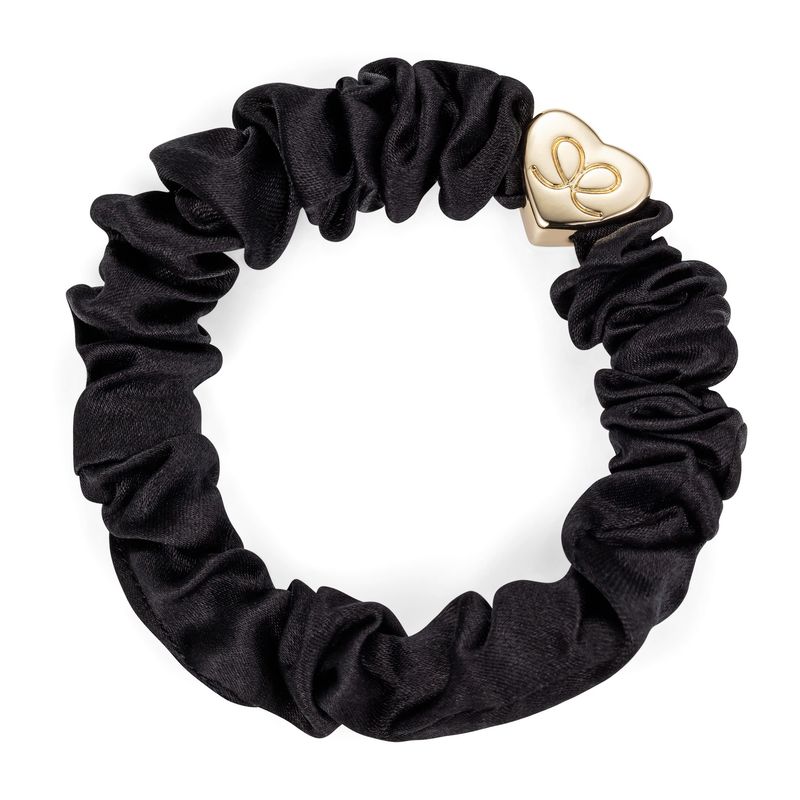 Eloise Haargummi Gold Herz Silk Scrunchie Schwarz