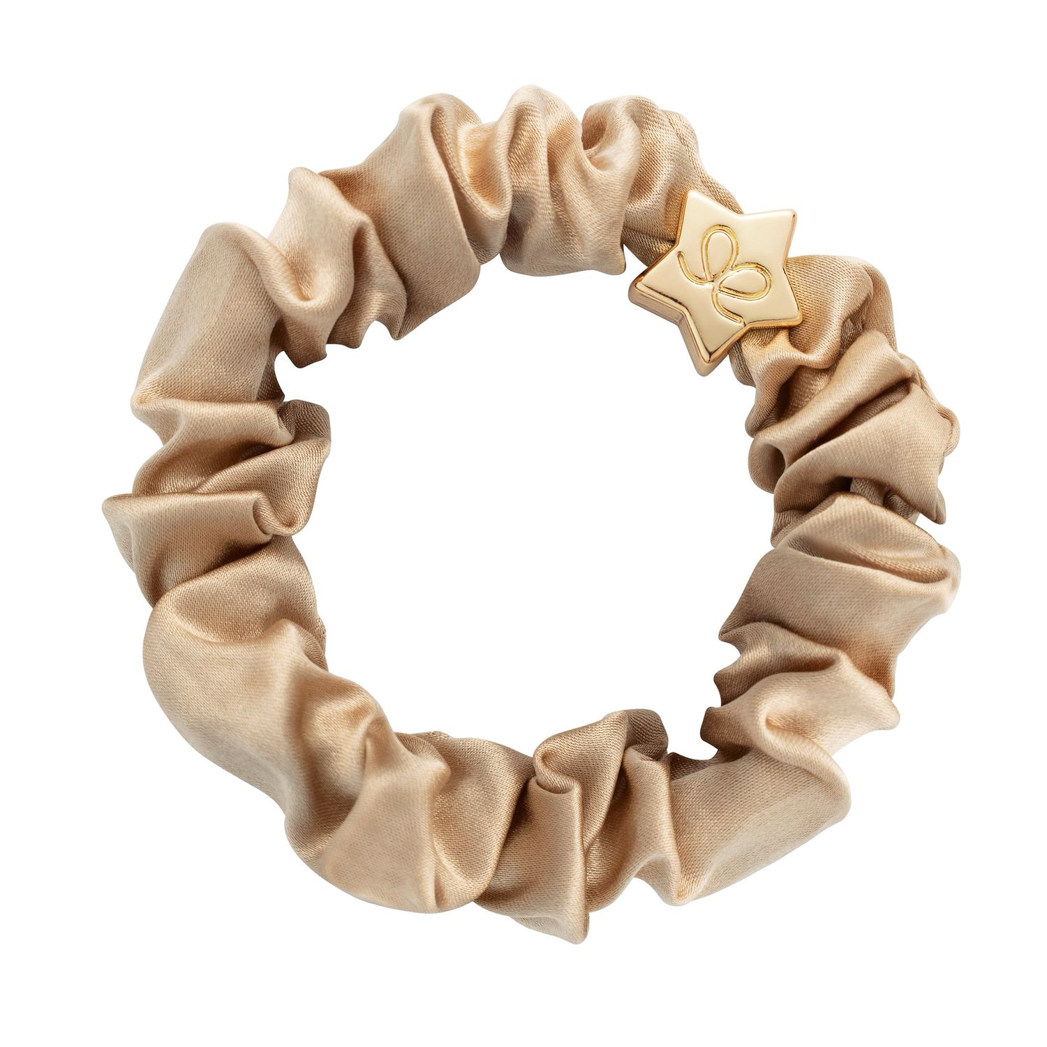 Eloise Haargummi Gold Herz Silk Scrunchie Sand