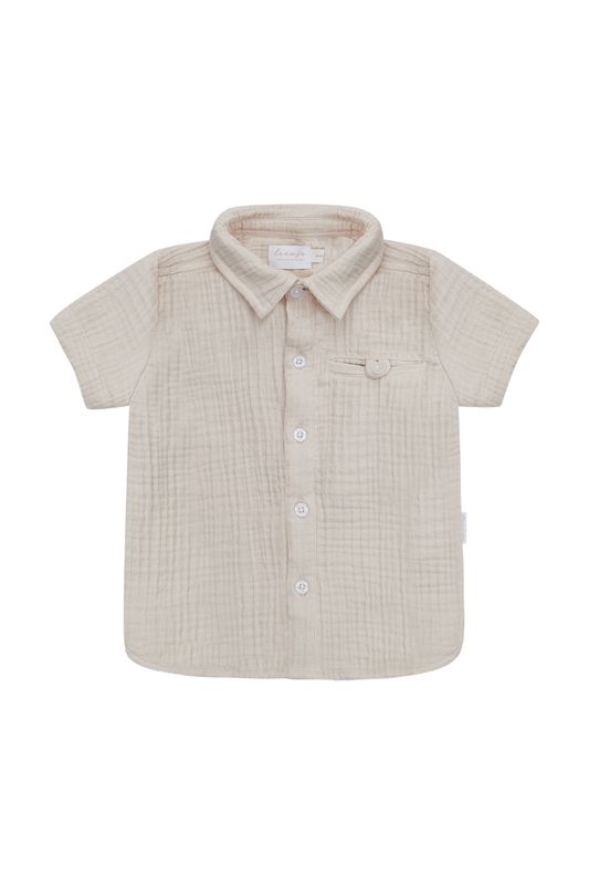 LEEVJE Musselinhemd kurzarm - Cappuccino