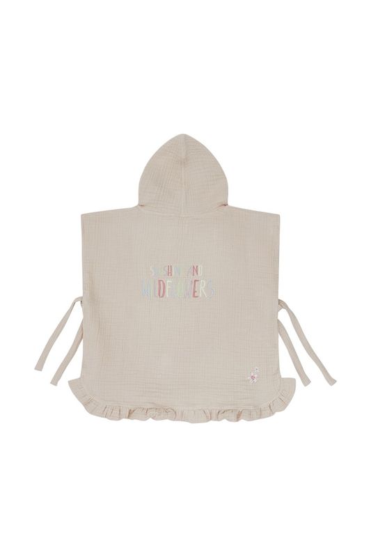 LEEVJE Musselinponcho - cappuccino „sunshine & wildflowers“