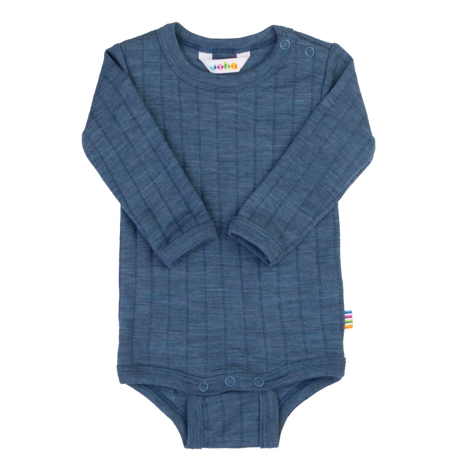 Wickelbody langarm Wolle/Seide - blau Mel.
