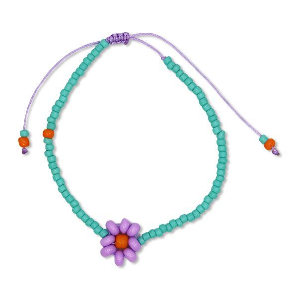 Perlenarmband Blume petrol