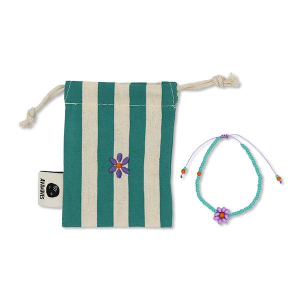 Perlenarmband Blume petrol