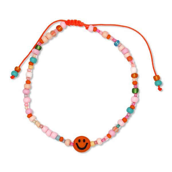 Perlenarmband Smile rosa/orange