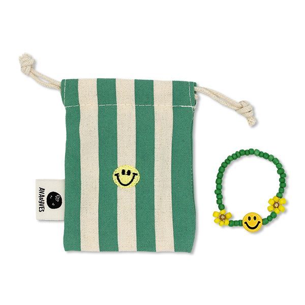 Perlenarmband grün - Blumen