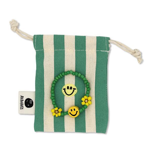 Perlenarmband grün - Blumen