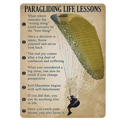 Aufhängeschild Vintage "Paragliding Life Lesson"
