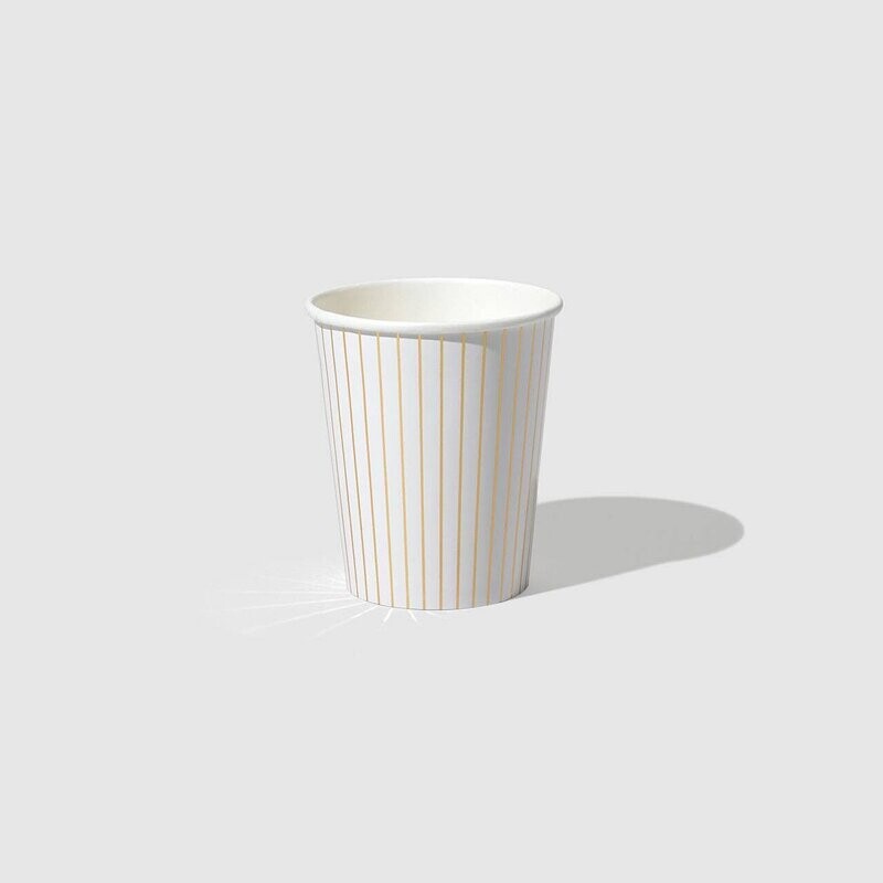 White w/ Gold pinstripe cup