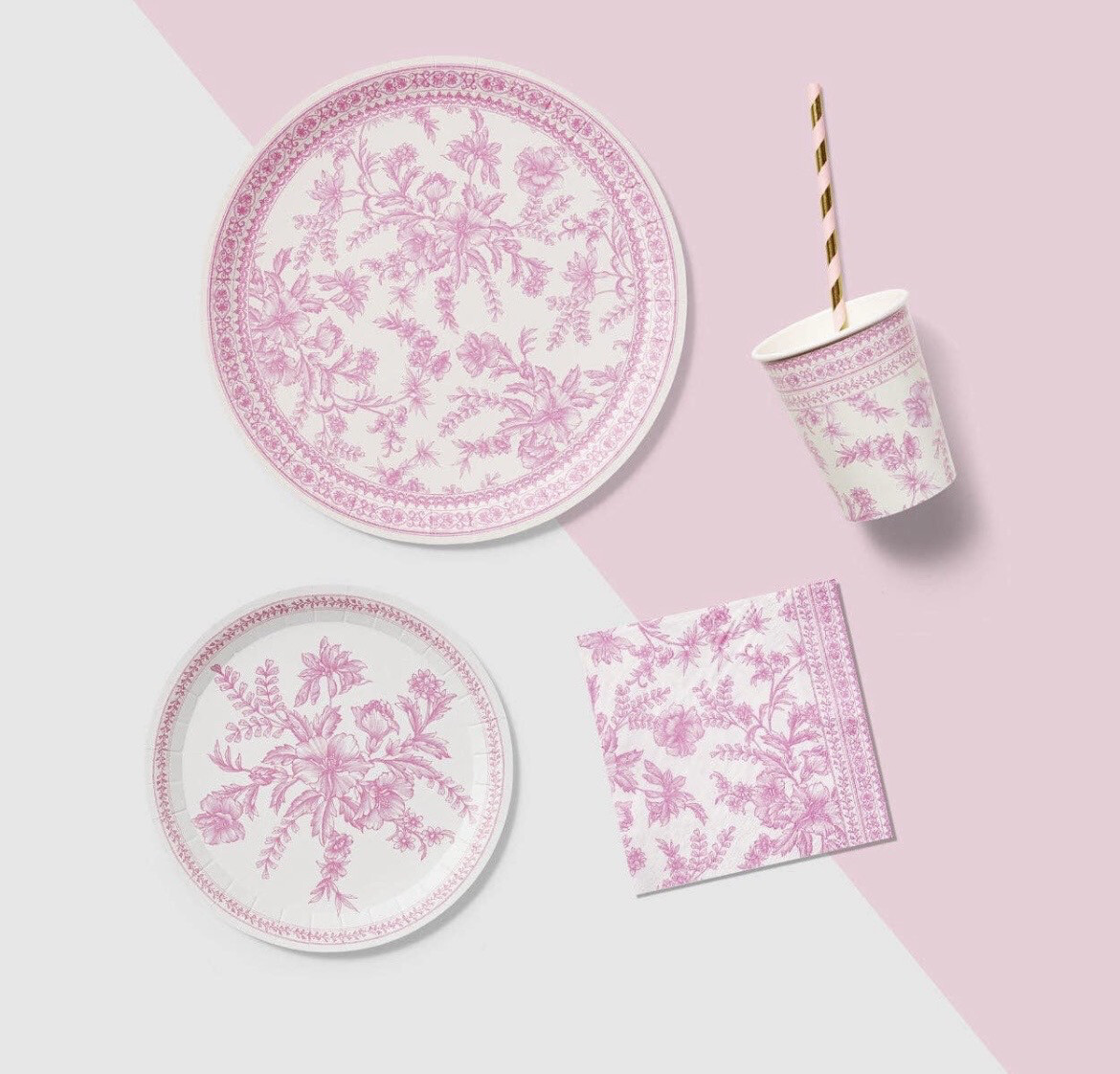 Pink Toile Collection-Large Plates (10/pack)