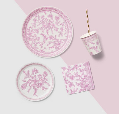 Pink Toile Collection-Large Plates (10/pack)
