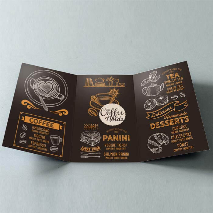 A3 Easy-Clean Folded Leaflet Menus