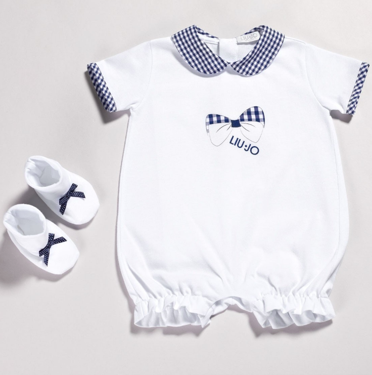 Tutina Pagliaccetto  Neonato in Contone con stampa SERIE PAPILLON art.006