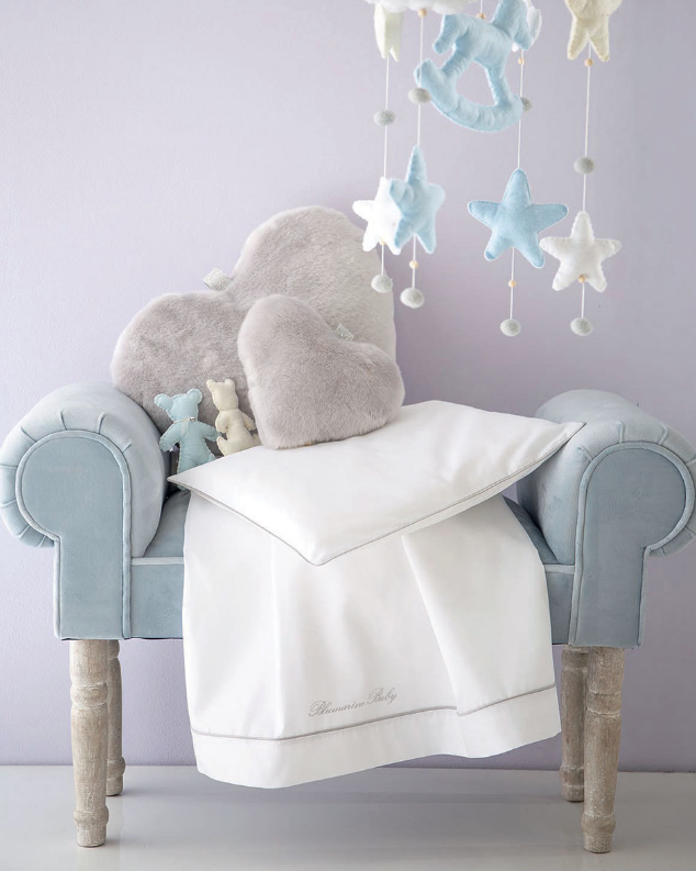 Completo Lenzuola Culla e Carrozzino Blumarine baby art Baby Blu