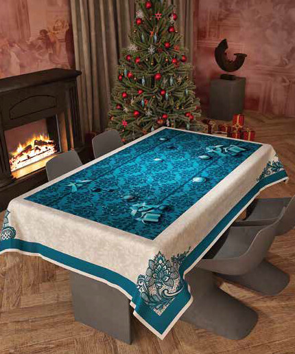 Tovaglia Blu in Velluto Linea Oro, tovaglia in Morbida Pelle Scamosciata  Stampa Digitale per Decorazioni per la tavola di Natale e Capodanno,Style  B,140X180CM : : Casa e cucina