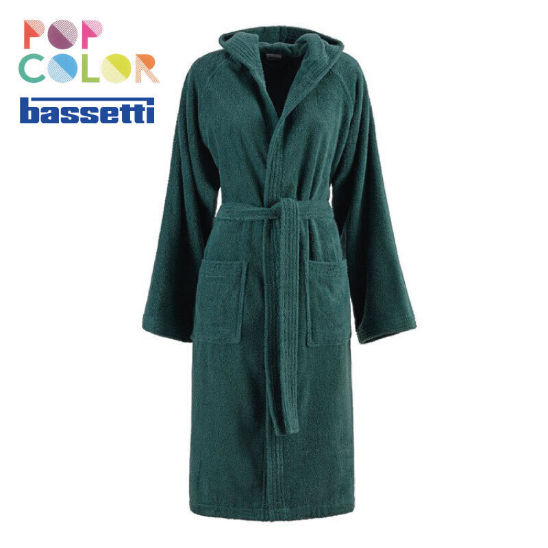 Accappatoio in spuna con cappuccio Bassetti Pop Color Verde Bosco