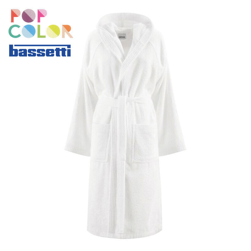 Accappatoio in spugna con cappuccio Bassetti Pop Color Bianco
