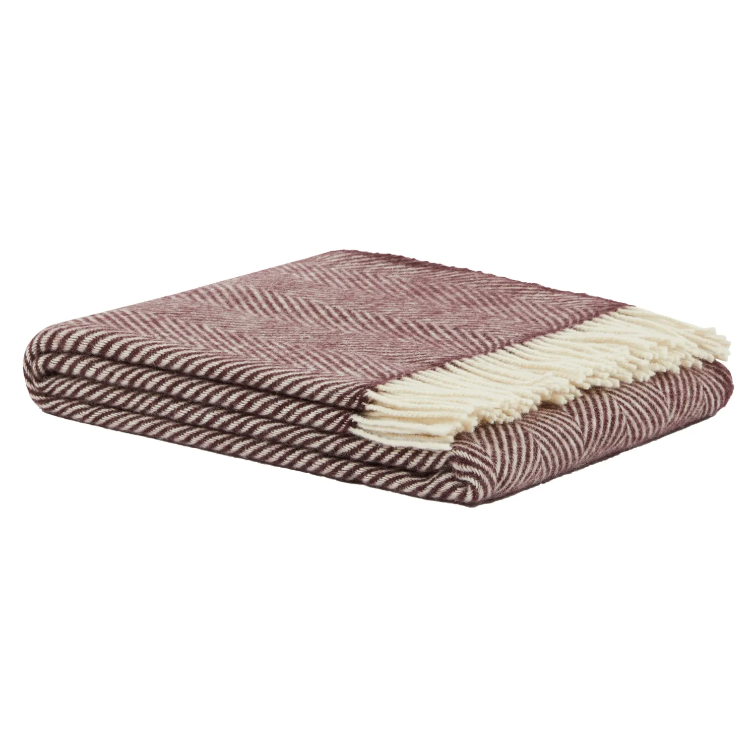 Plaid in Pura Lana Vergine con frange Lanerossi, colore: bordò