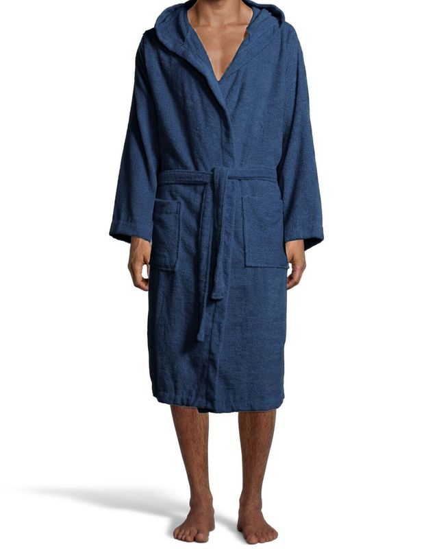 Accappatoio Bassetti Unisex in spugna di Cotone con cappuccio BLU