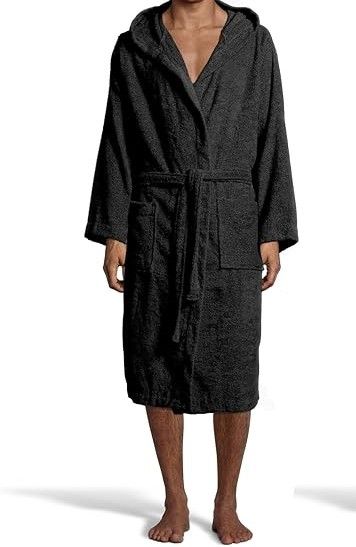 Accappatoio Bassetti Unisex in spugna di Cotone con cappuccio NERO