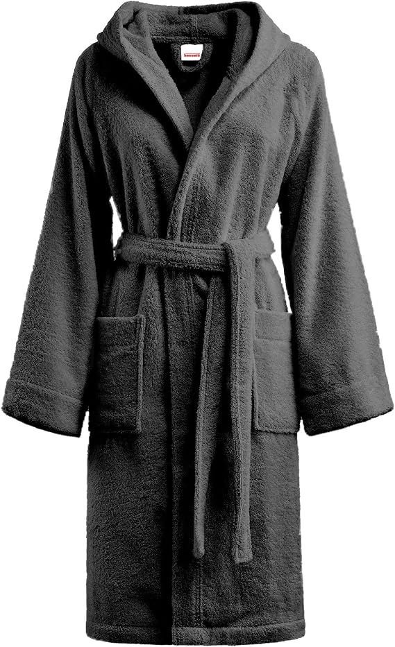 Accappatoio Bassetti Unisex in Spugna di Cotone con cappuccio Grigi Scuro
