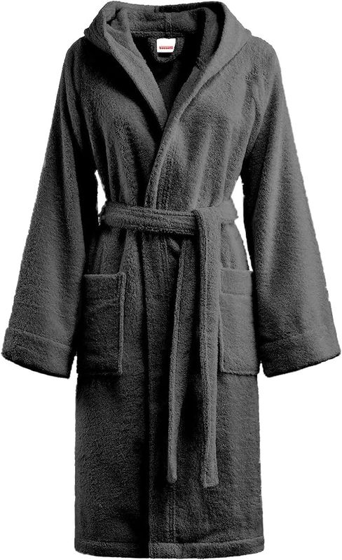 Accappatoio Bassetti Unisex in Spugna di Cotone con cappuccio Grigi Scuro