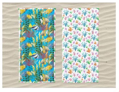 Telo mare in Microfibra double face con pochette Galtex art. Mare Blu