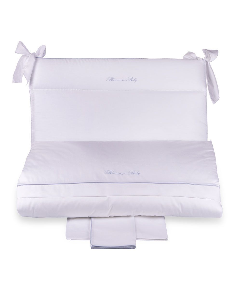 Completo Copripiumino Lettino sponde con Paracolpi Blumarine baby art. Baby Blu, Colore: azzurro