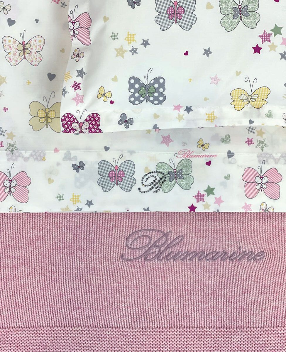 Completo lenzuola per culla Blumarine baby art. Farfalle