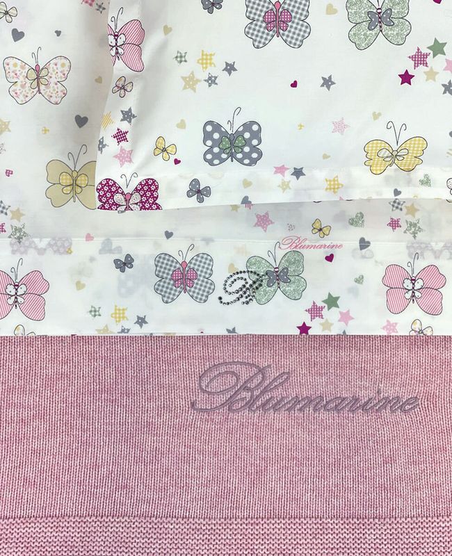 Completo lenzuola per culla Blumarine baby art. Farfalle Completo lenzuola per culla Blumarine baby art. Farfalle