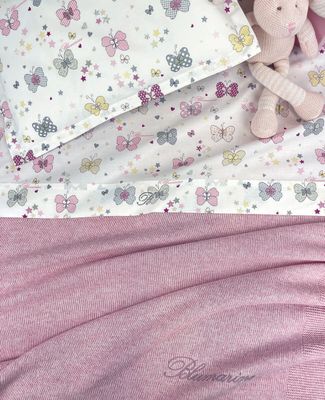 Completo lenzuola per lettino sponde Blumarine baby art. Farfalle