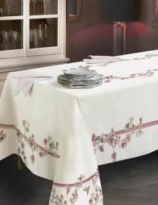 Tovaglia x12 posti realizzata con tessuto 100% cotone Tessitura Randi art. Almond