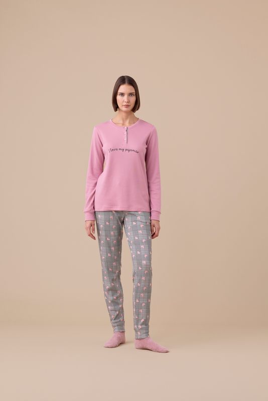 Pigiama donna in Cotone felpato Noi di Notte art. Pigiama donna in Cotone felpato Noi di Notte art.