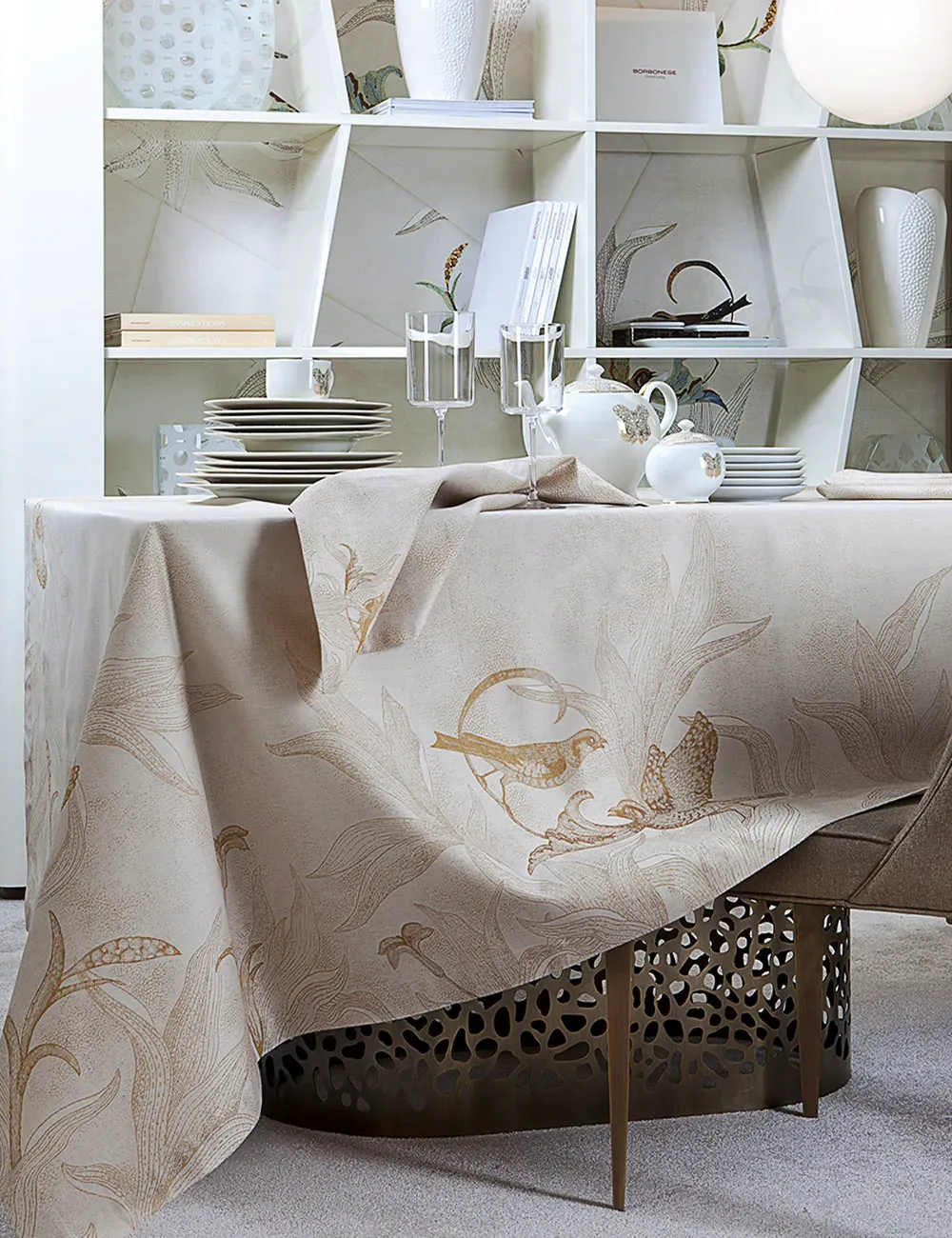 Servizio Tavola x12posti  Borbonese misto Lino art. Botanical