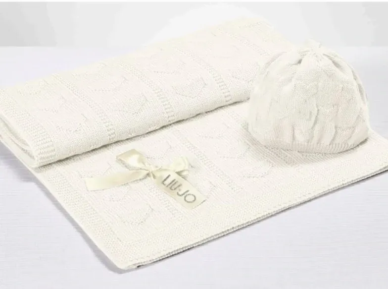 Copertina Culla Carrozzino con Cuffietta misto Lana LiuJo art. Romantica