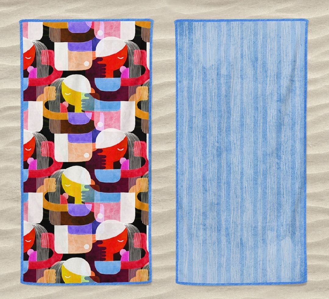 Telo Mare in Microfibra double face 90x200  con pochette coordinata Galtex art.art. Malta