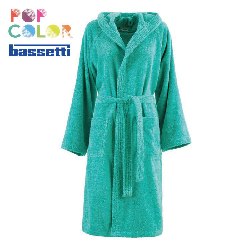 Accappatoio in spugna con cappuccio Bassetti Pop Color Giada Accappatoio in spugna con cappuccio Bassetti Pop Color Giada