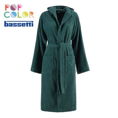 Accappatoio in spuna con cappuccio Bassetti Pop Color Verde Bosco Accappatoio in spuna con cappuccio Bassetti Pop Color Verde Bosco
