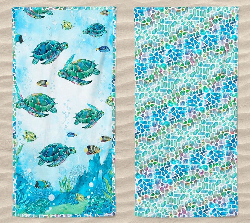 Telo mare double face in Microfibra con pochette  Galtex art. Antigua