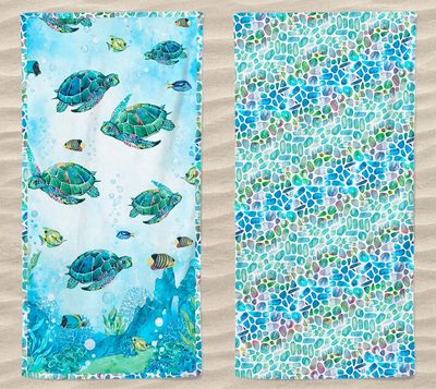 Telo mare double face in Microfibra con pochette  Galtex art. Antigua