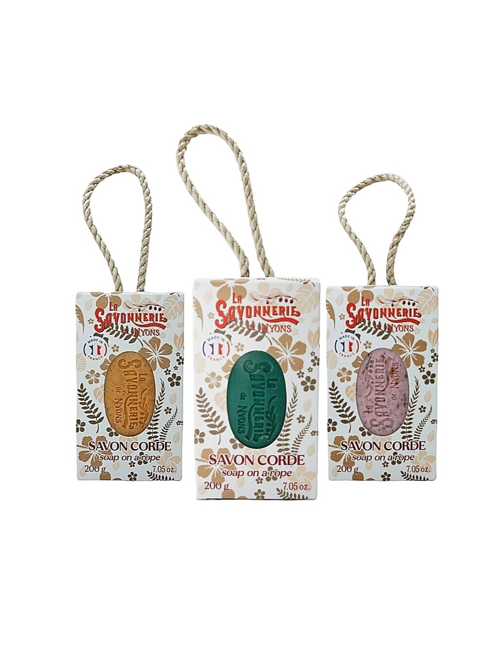 Ensemble de Savons en Corde à l’Abricot, à l’Olive et à la Rose