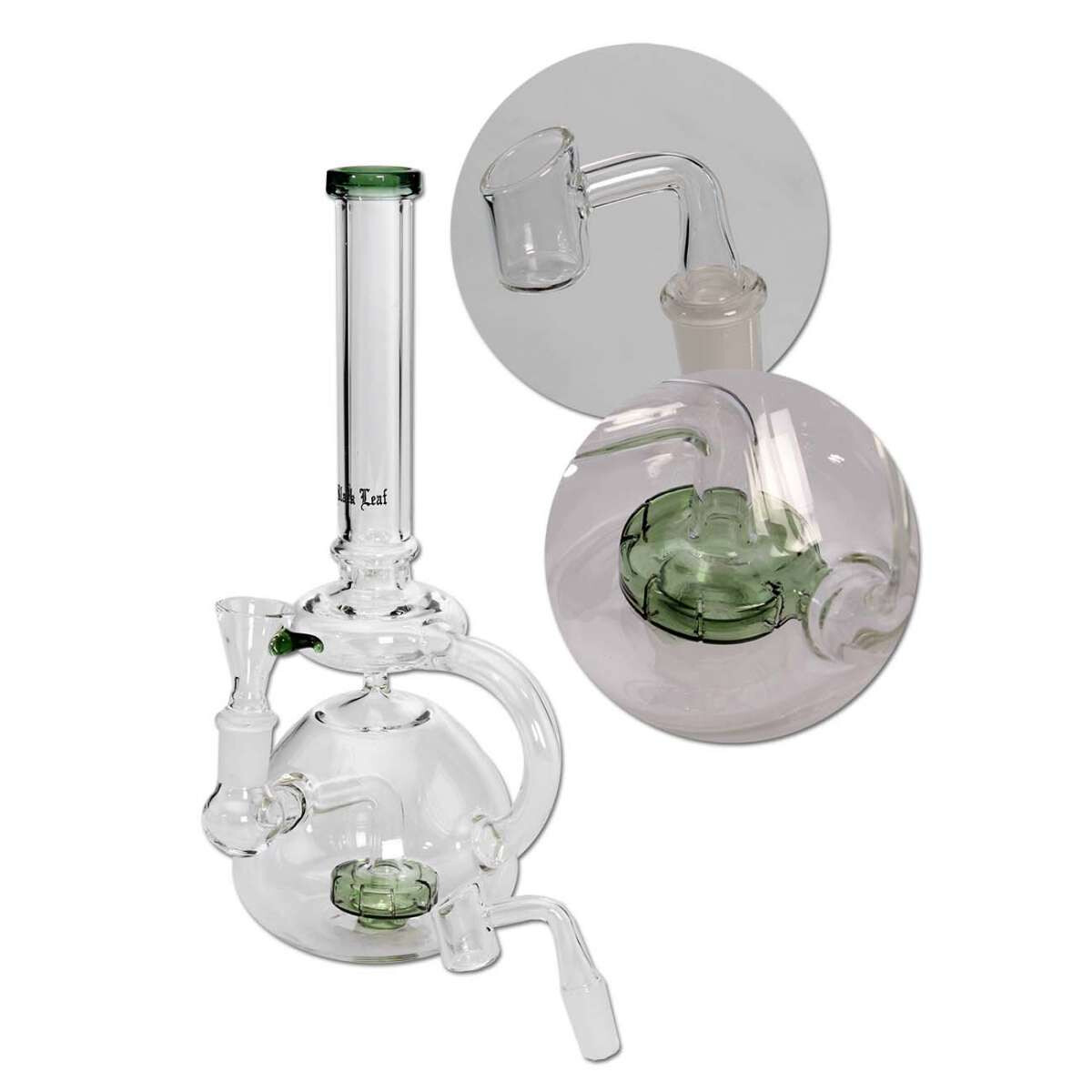 Black Leaf Recycler Bong Perko Kräuter &amp; Öl Grün 26cm