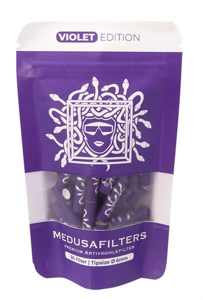 MEDUSA Aktiv-Cellulose-Filter VIOLET EDITION ø 6mm Aktivkohlefilter, 50er Beutel